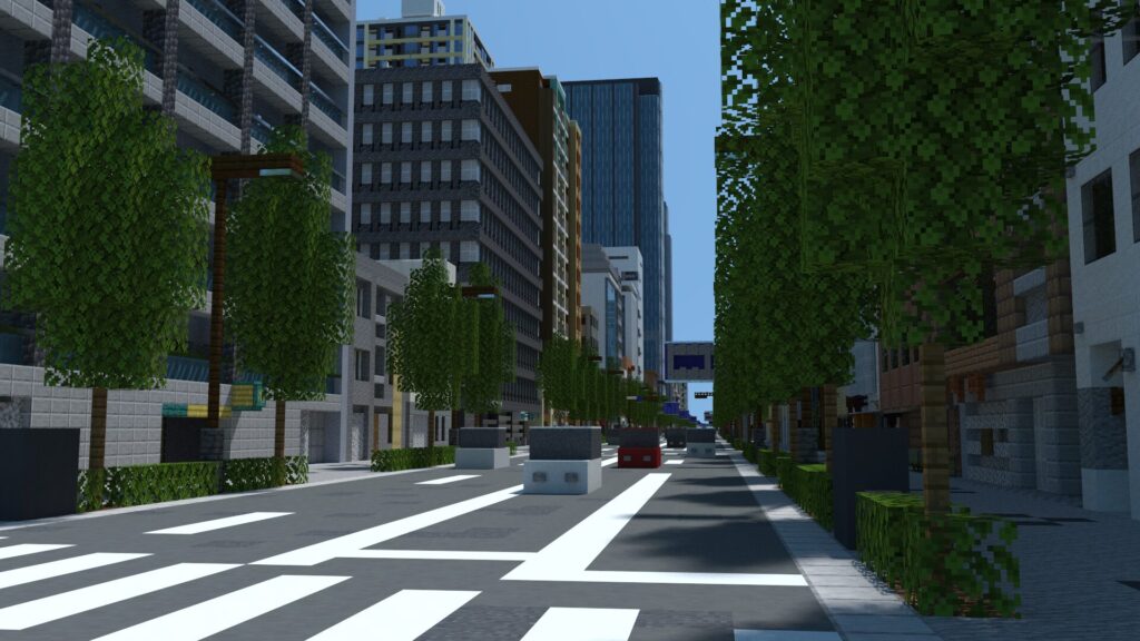 マイクラでつくった街の補助幹線道路