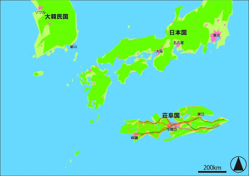 日本に似ている国の首都の空想広域地図