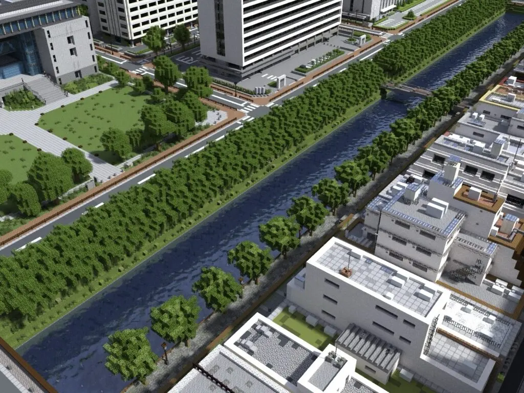 マイクラ お堀 緑地 水辺