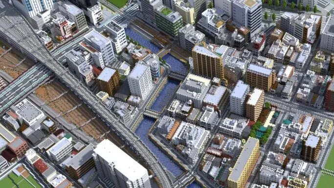 マイクラ 川 都市 町